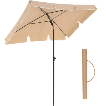 Umbrele - SONGMICS Umbrela terasa gradina sau plaja, cu inclinare, husa, 200x125cm, taupe