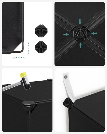 SONGMICS Unitate de depozitare cu 16 cuburi, pentru pantofi sau haine, personalizabil, 31x123x123 cm, negru [4]