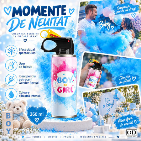 Spray Gender Reveal ORIGINAL DEALS 260 ml albastru