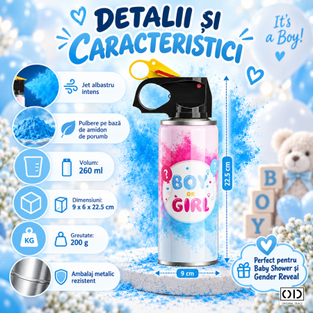 Pulbere albastra pe baza de amidon de porumb pentru Gender Reveal
