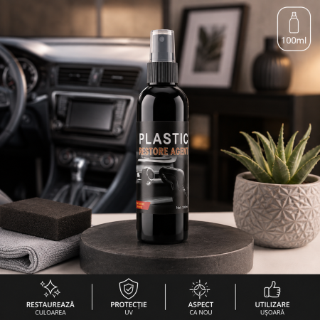 Auto, Moto & RCA - Spray Profesional pentru Intretinere si Reconditionare Plastice Auto Interior si Exterior, 100ml, ORIGINAL DEALS