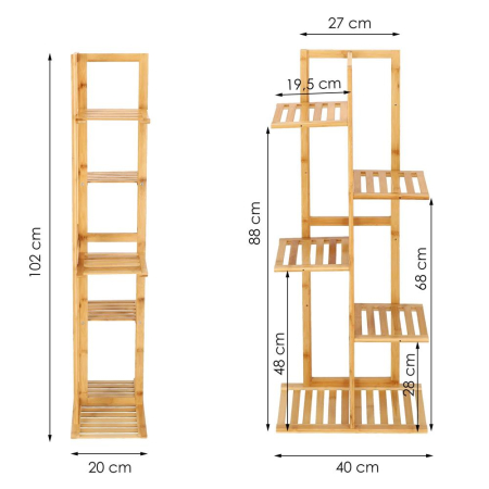 Stand de flori din lemn cu 6 etajere suport GA199, 102x40cm [14]
