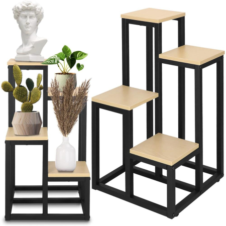 Stand pentru flori, cadru metalic, 4 etajere, 34x34x68 cm, bej [1]