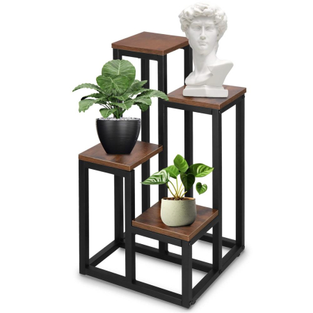 Stand pentru flori, cadru metalic, 4 etajere, 34x34x68 cm, maro inchis [7]