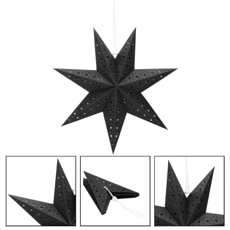 Stea decorativa 3D din hartie ajurata, 50cm, neagra [8]