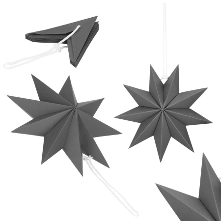 Stea decorativa 3D din hartie, cu 9 colturi, 30cm, argintie [12]
