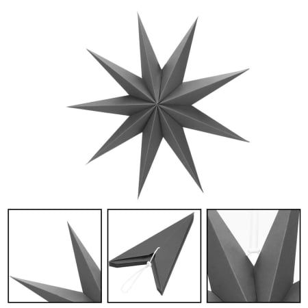 Stea decorativa 3D din hartie, cu 9 colturi, 60cm, argintie [9]