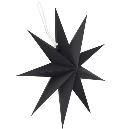 Stea decorativa 3D din hartie, cu 9 colturi, 60cm, neagra [9]
