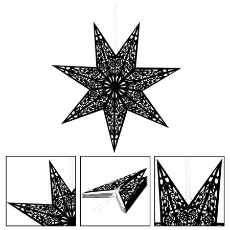 Stea decorativa 3D din hartie si pasla ajurata, 50cm, neagra [10]