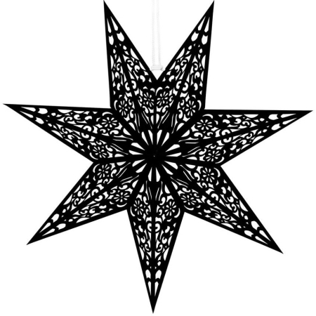 Decoratiuni Craciun - Stea decorativa 3D din hartie si pasla ajurata, 50cm, neagra