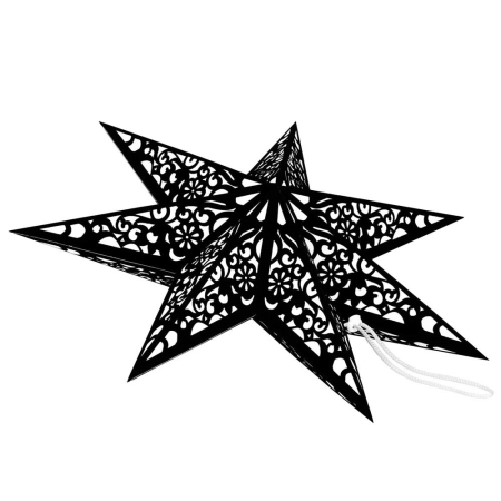 Stea decorativa 3D din hartie si pasla ajurata, 50cm, neagra [9]