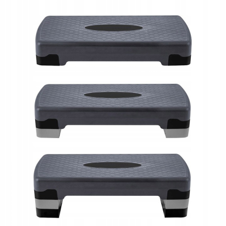 Stepper aerobic fitness, ajustabil 3 nivele, sarcina 350 kg, 28x68x20cm, negru si gri [1]