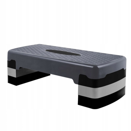 Timp liber - Stepper aerobic fitness, ajustabil 3 nivele, sarcina 350 kg, 28x68x20cm, negru si gri