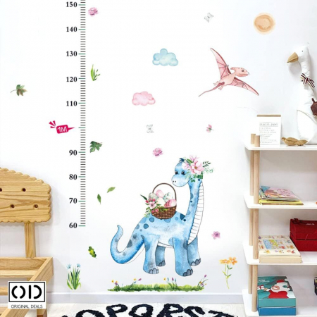 Sticker Decorativ Autoadeziv Metru pentru Masurare Inaltime Copii, pentru Camera Copilului, Scoala, Gradinita, Cabinet Medical, Model Dinozaur [3]