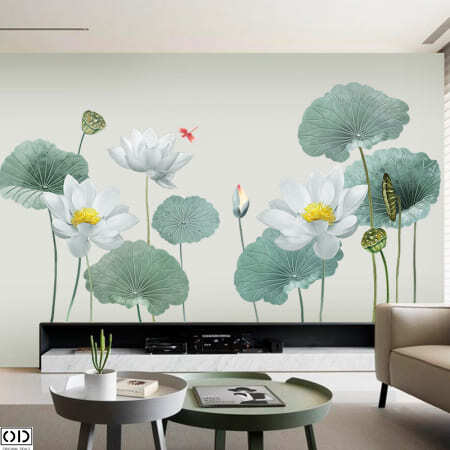 Sticker Autocolant Decorativ pentru Living si Camera, Flori de Lotus [8]