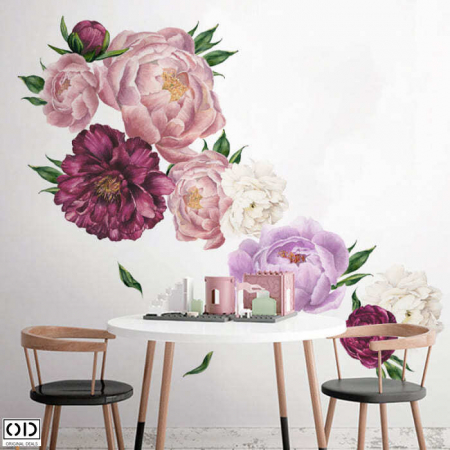 Sticker Autocolant, Flori Decorative Bujori, Roz [4]