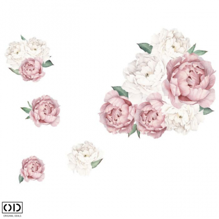 Sticker Autocolant pentru Perete cu Flori Decorative Albe, Multicolor [6]