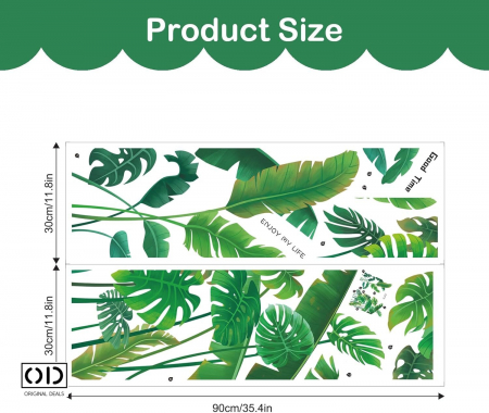 Sticker Autocolant pentru Perete sau Mobila Bucatarie, din PVC Autoadeziv, Model Frunze de Plante Exotice [8]