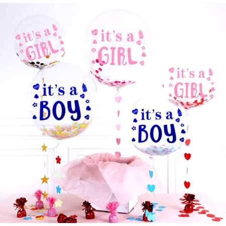 Sticker Autocolant, , Tematica Gender Reveal, Model Scris It's a Girl, 19.5x27.5 cm, Roz [3]