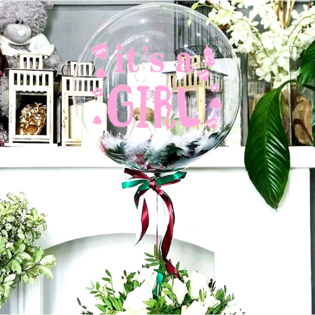 Sticker Autocolant, , Tematica Gender Reveal, Model Scris It's a Girl, 19.5x27.5 cm, Roz [2]