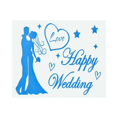 Sticker Autocolant, , Tematica Nunta, Model Scris Happy Wedding, 21x29 cm, Albastru [4]