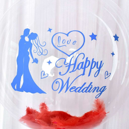 Sticker Autocolant, , Tematica Nunta, Model Scris Happy Wedding, 21x29 cm, Albastru [3]