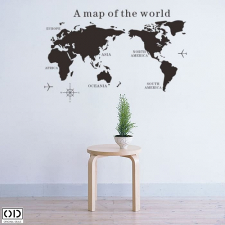 Sticker Decorativ, Autoadeziv, Harta Lumii cu Continente, Negru, Original Deals [4]