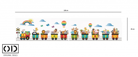 Sticker Educativ pentru Camera Copilului, Autoadeziv, Se lipeste pe Perete, Mobila sau Sticla, Model Trenulet Thomas cu Cifre 1 - 10 [5]