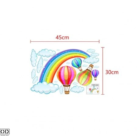 Sticker Decorativ Autocolant Curcubeu cu Nori si Baloane cu Aer Cald [4]
