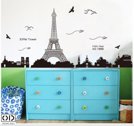 Sticker Decorativ Autocolant, Turnul Eiffel Paris, Negru [6]