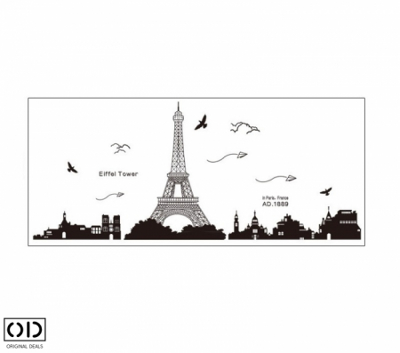 Sticker Decorativ Autocolant, Turnul Eiffel Paris, Negru [7]