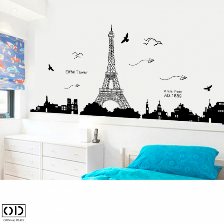 Sticker Decorativ Autocolant, Turnul Eiffel Paris, Negru [1]