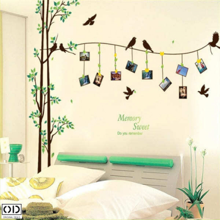 Sticker Decorativ Copaci cu Pasari si 12 Rame Foto - Amintiri Superbe 290 x 210 cm [2]
