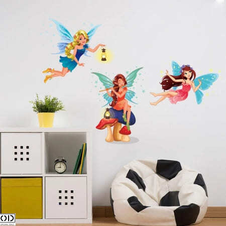 Sticker Decorativ pentru Camera Copilului, 3 Zane Ursitoare, 50 x 70 cm, Autoadeziv