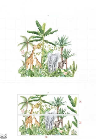 Sticker Decorativ pentru Living si Camera, Animale Salbatice din Safari, 60 x 90 cm [3]