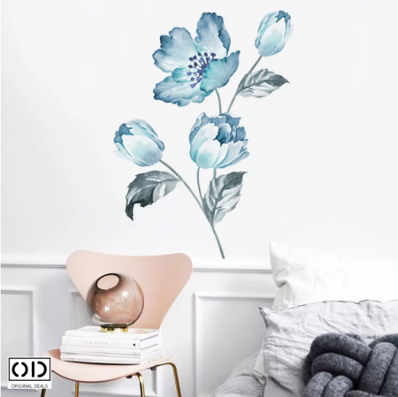 Sticker Decorativ pentru Perete, Mobila, sau Geam, Model Floare de Bujor, Autocolant din Vinil PVC [2]