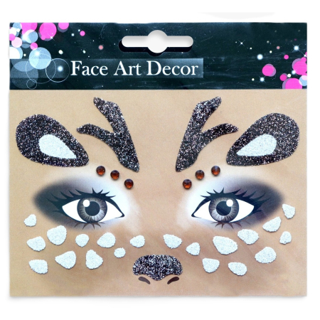 Costume si Deghizare - Sticker Temporar pentru Fata, , pentru Machiaj, Face Art, Halloween, Teatru, Model Caprioara, Maro