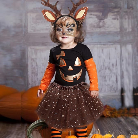 Sticker Temporar pentru Fata, , pentru Machiaj, Face Art, Halloween, Teatru, Model Caprioara, Maro [1]