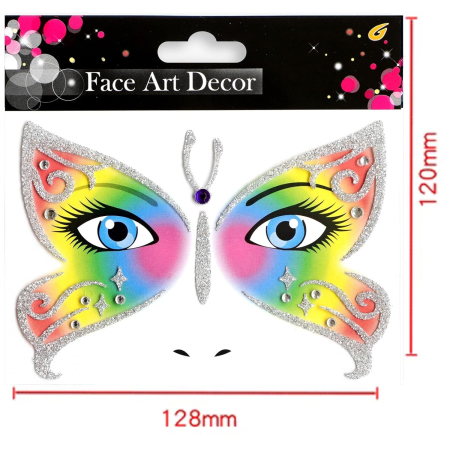 Sticker Temporar pentru Fata, , pentru Machiaj, Face Art, Halloween, Teatru, Model Fluture, Multicolor [1]