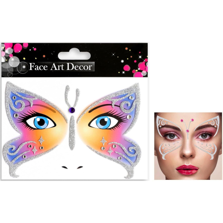 Sticker Temporar pentru Fata, , pentru Machiaj, Face Art, Halloween, Teatru, Model Fluture, Multicolor [2]