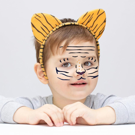 Sticker Temporar pentru Fata, , pentru Machiaj, Face Art, Halloween, Teatru, Model Leu, Portocaliu [1]