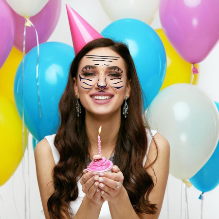 Sticker Temporar pentru Fata, , pentru Machiaj, Face Art, Halloween, Teatru, Model Leu, Portocaliu [2]