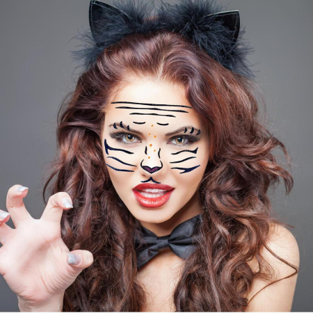 Sticker Temporar pentru Fata, , pentru Machiaj, Face Art, Halloween, Teatru, Model Leu, Portocaliu [3]