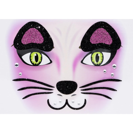 Sticker Temporar pentru Fata, , pentru Machiaj, Face Art, Halloween, Teatru, Model Pisica, Mov [4]