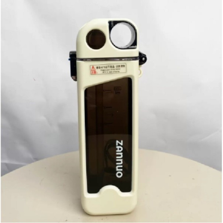 Sticla de Apa pentru Sport, , 350 ml, cu Pai si Capac, 23x7x4.4 cm, Buton de Blocare, din PC, Alb [3]