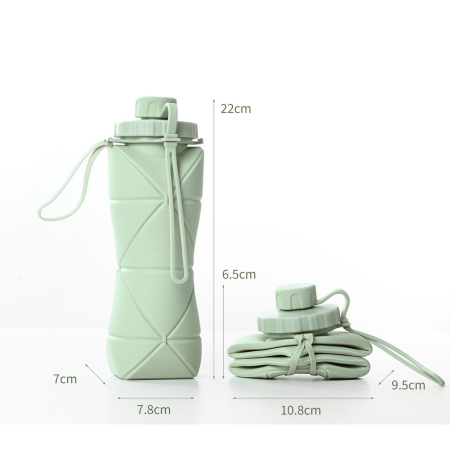 Sticla de apa pliabila , din silicon,reutilizabila, rezistenta la temepreturi ridiate, usor de depozitat si carat, 22 x 7.8 cm, 600 ml, verde [5]