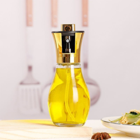 Sticla de ulei cu Pulverizator, , Sticla pentru Lichide de Bucatarie, Otet, Sos, 16.7 x 5.2 cm, Volum 200 ml, Gold [3]