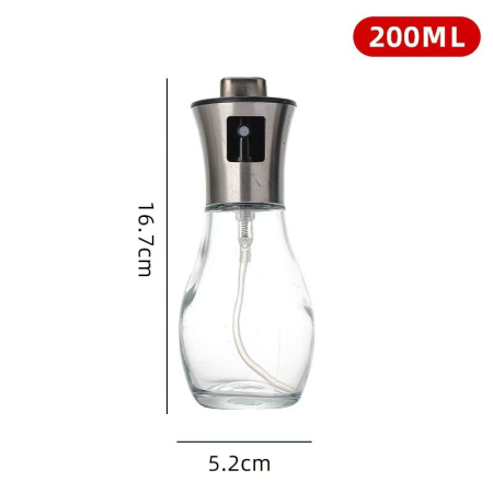Sticla de ulei cu Pulverizator, , Sticla pentru Lichide de Bucatarie, Otet, Sos, 16.7 x 5.2 cm, Volum 200 ml, Gri [1]