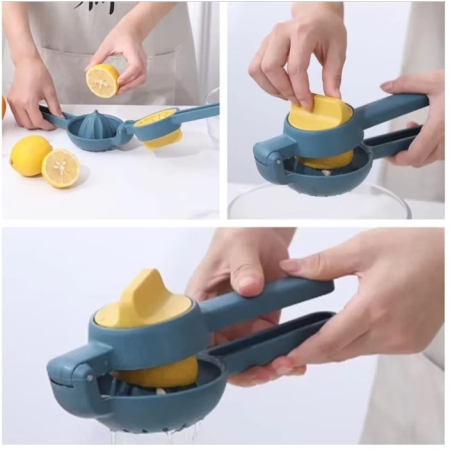 Storcator manual citrice, , pentru lamai, portocale, cu actiune dubla, usor de utilizat, material ABS rezistent, 8x10x22 cm, albastru [4]