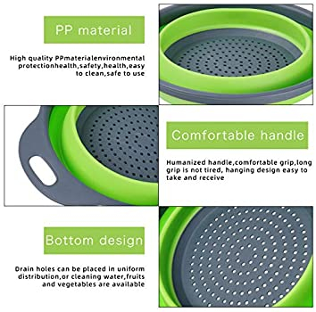 Strecuratoare Pliabila din Silicon cu Maner, Diametru 18cm, Verde, Premium [2]